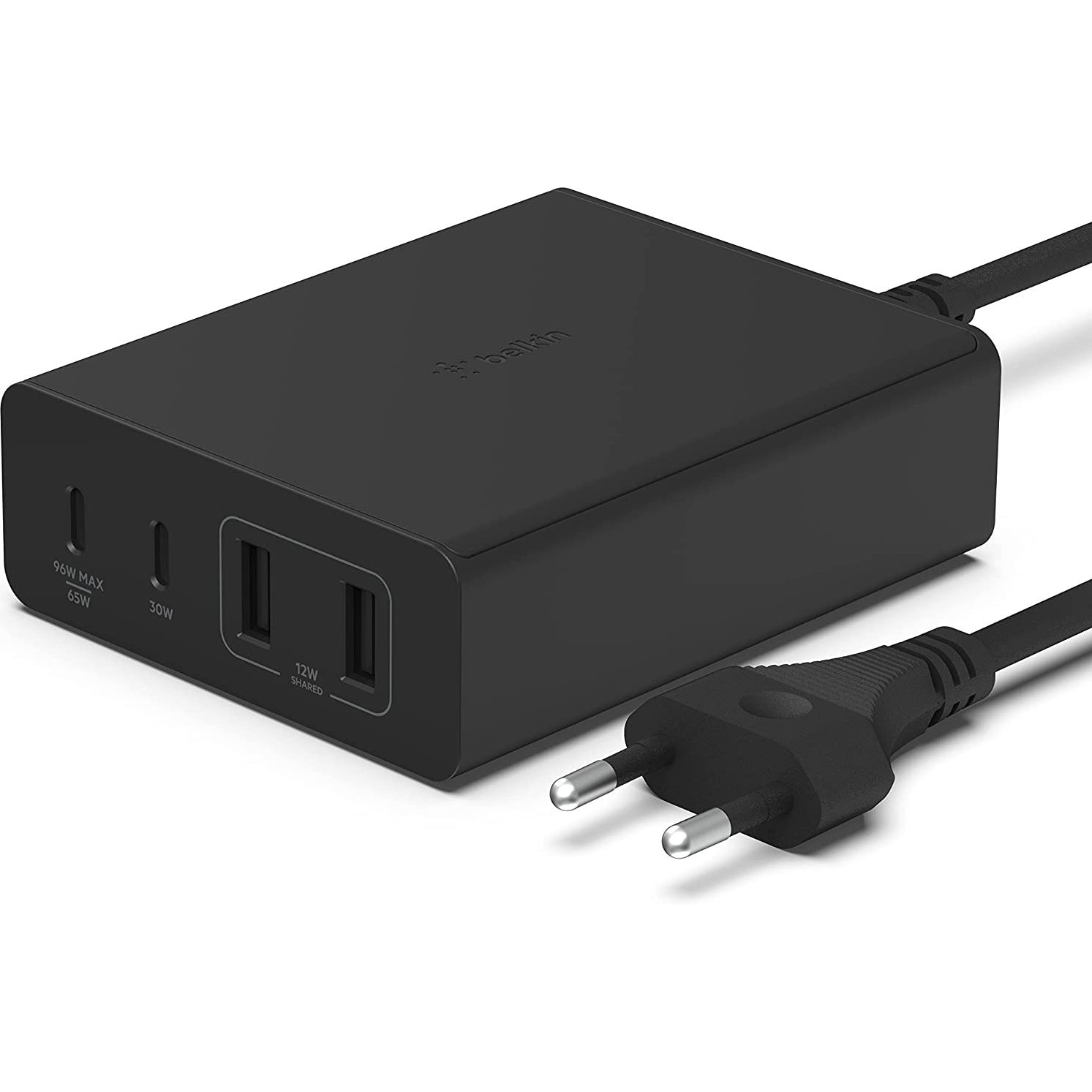 Wandladegerät Belkin Boost Pro 4-Port GaN Charger 108W MFi 2x USB-C, 2x USB-A, Schwarz