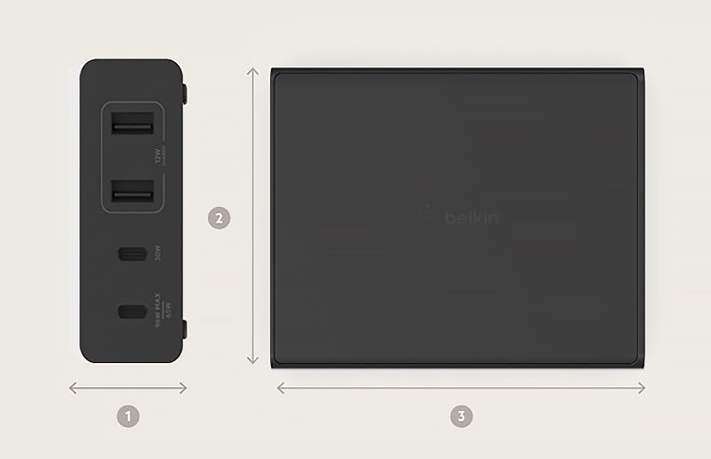 Wandladegerät Belkin Boost Pro 4-Port GaN Charger 108W MFi 2x USB-C, 2x USB-A, Schwarz