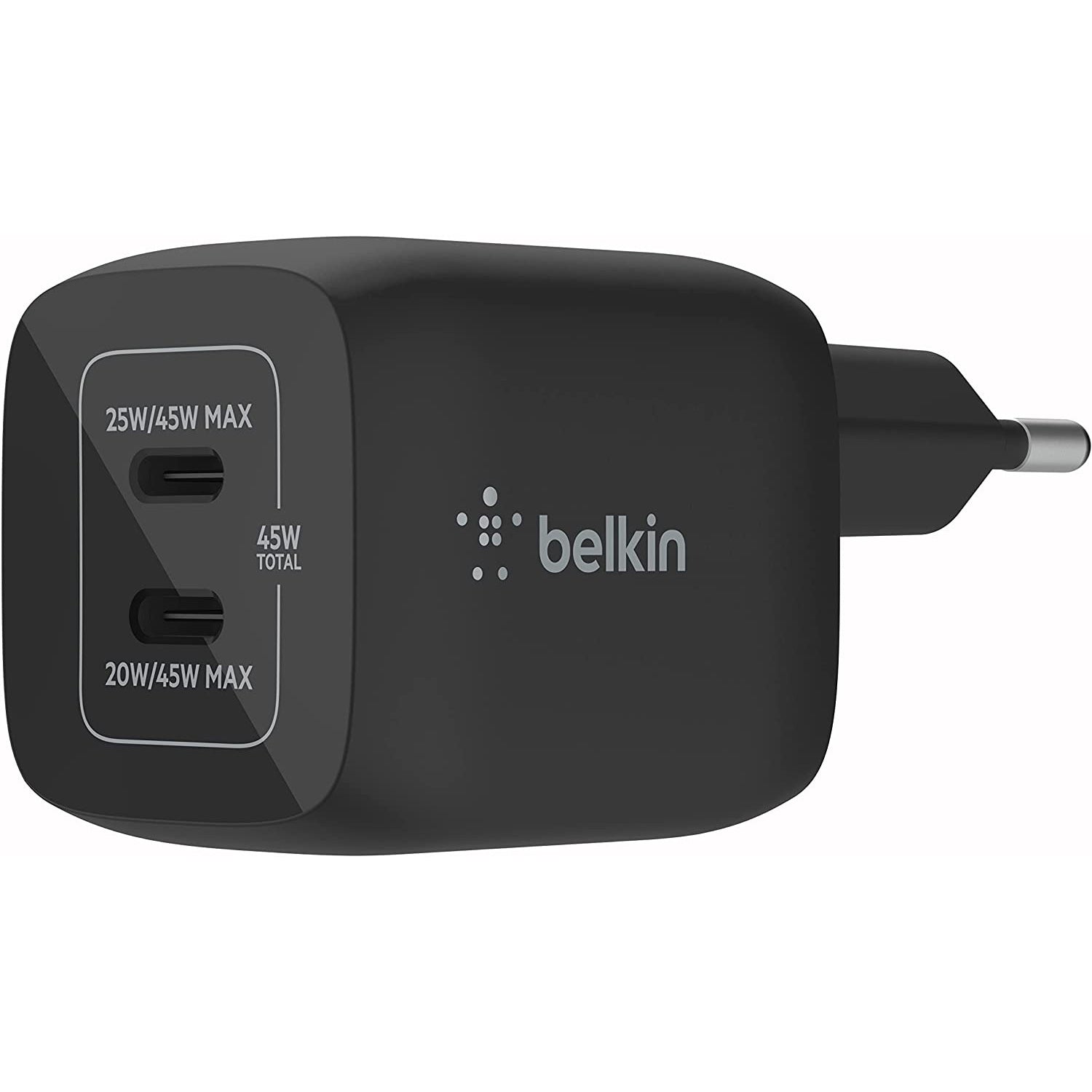 Wandladegerät Belkin Boost Pro Wall Dual USB-C PD 3.0 PPS GaN 45W, Schwarz