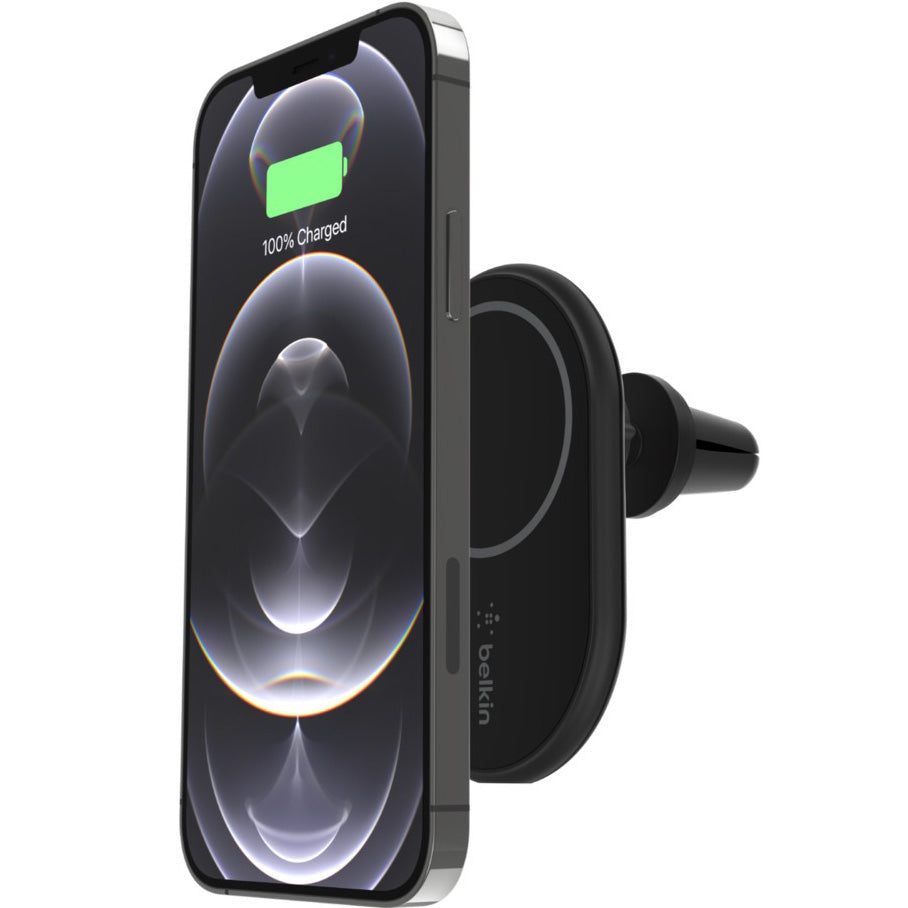 Auto Handyhalterung mit Qi-Ladegerät Belkin Boost Magnetic Qi 10W Car Charger Vent mit MagSafe mit Autoladegerät, Schwarz