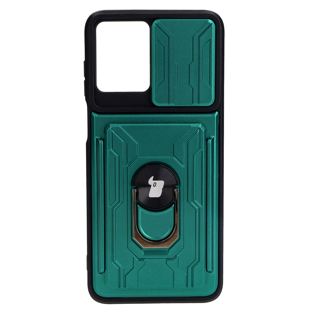 Schutzhülle Bizon Case Camshield Card Slot Ring für Motorola Moto G13 / G23 / G53 5G, Grün