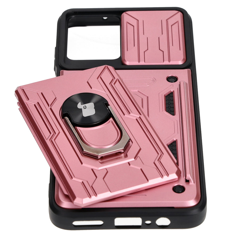 Schutzhülle Bizon Case Camshield Card Slot Ring für Motorola Moto G13 / G23 / G53 5G, Hellrosa