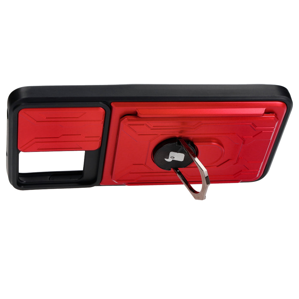 Schutzhülle Bizon Case Camshield Card Slot Ring für Motorola Moto G13 / G23 / G53 5G, Rot