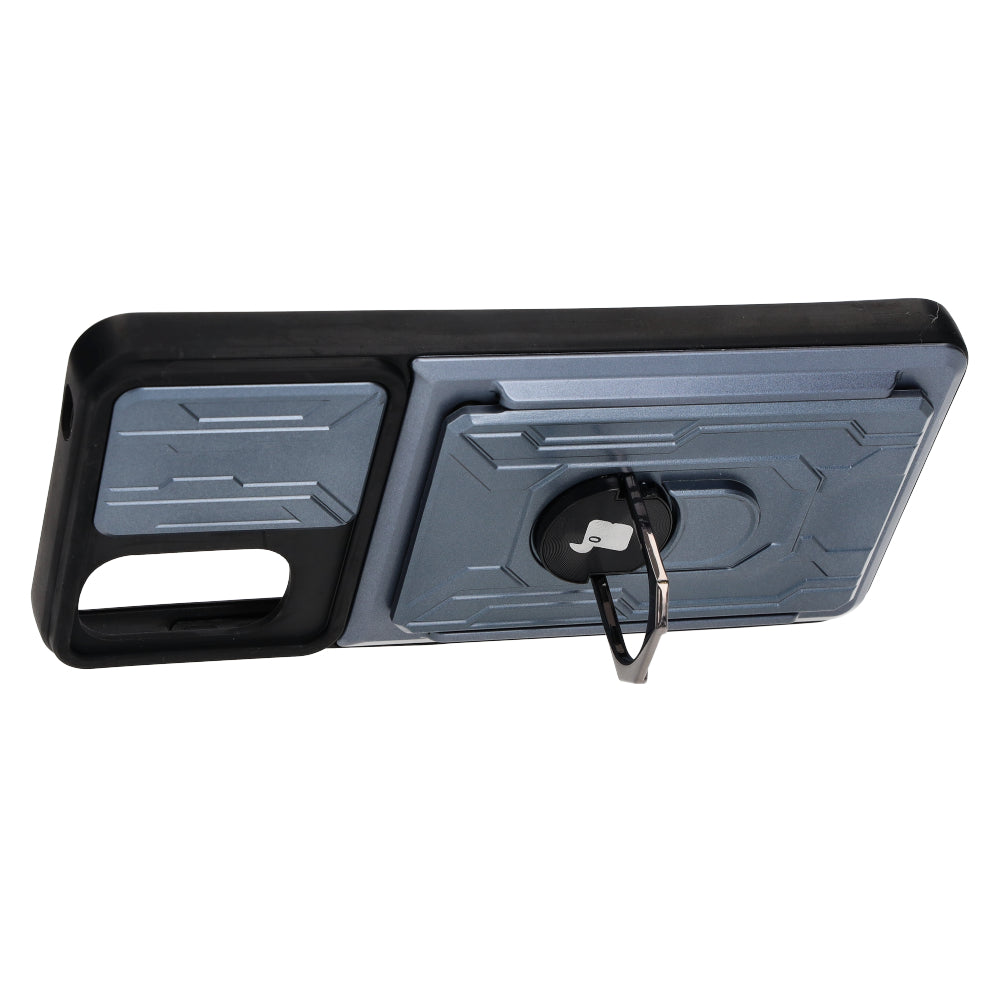 Schutzhülle Bizon Case Camshield Card Slot Ring für Moto G22, Grau