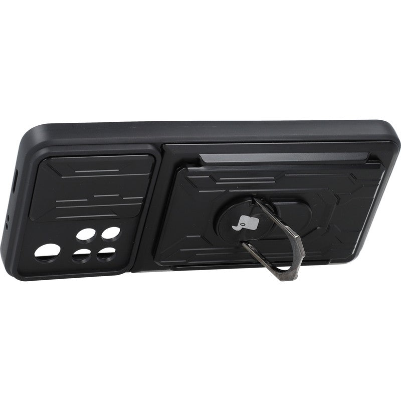 Schutzhülle Bizon Case Camshield Card Slot Ring für Poco M4 Pro 5G / Redmi Note 11S 5G, Schwarz