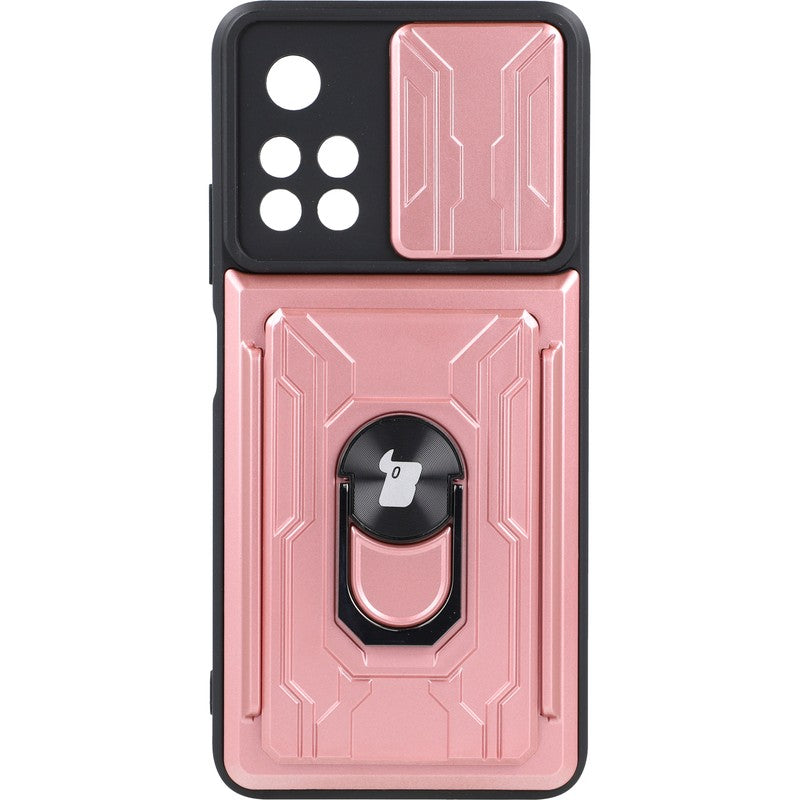 Schutzhülle Bizon Case Camshield Card Slot Ring für Poco M4 Pro 5G / Redmi Note 11S 5G, Rosa