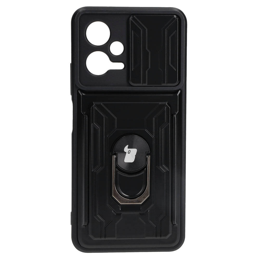 Schutzhülle Bizon Case Camshield Card Slot Ring für Xiaomi POCO X5, Schwarz