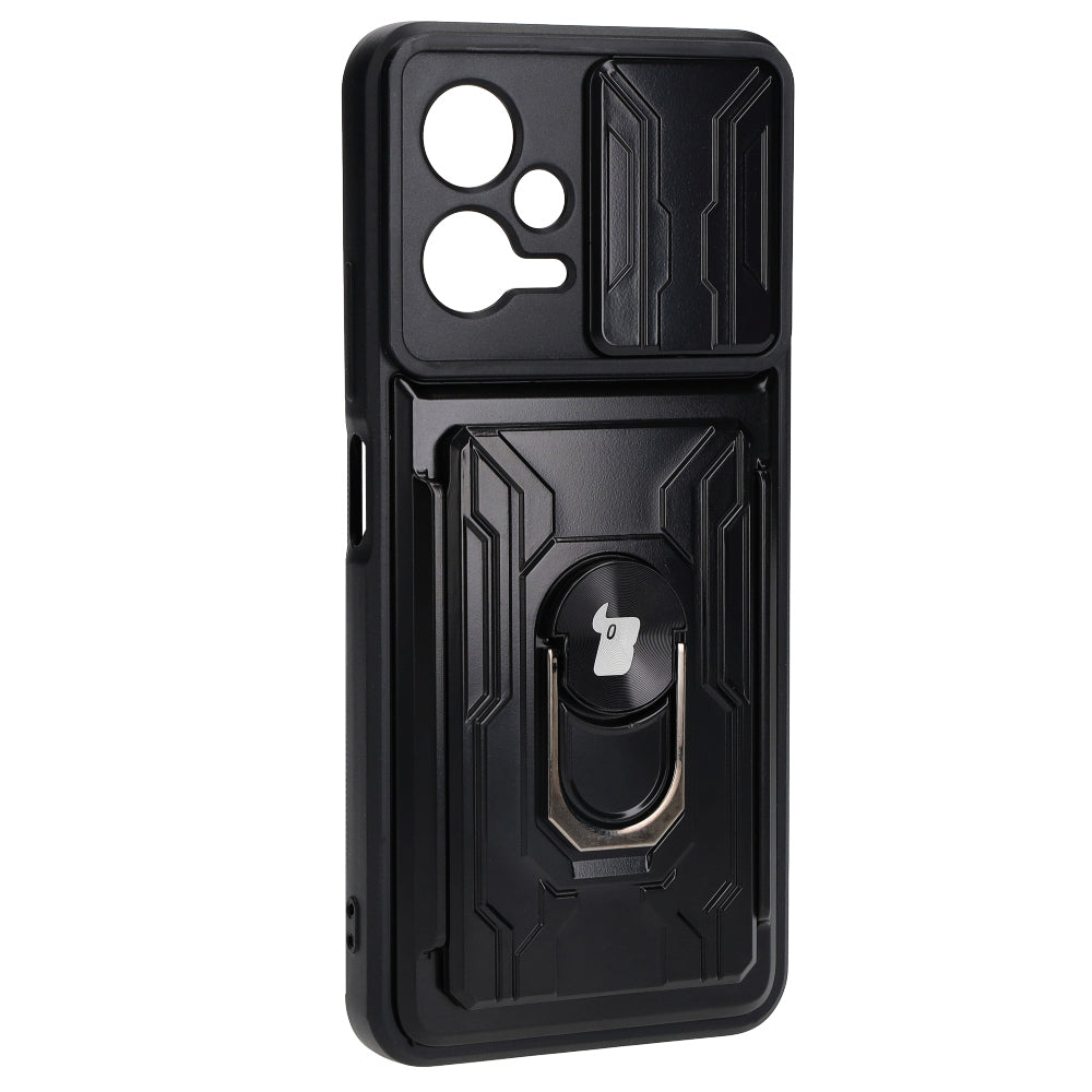 Schutzhülle Bizon Case Camshield Card Slot Ring für Xiaomi POCO X5, Schwarz