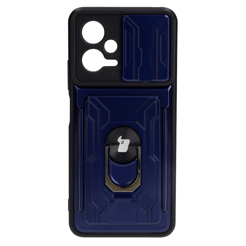 Schutzhülle Bizon Case Camshield Card Slot Ring für Xiaomi POCO X5, Dunkelblau