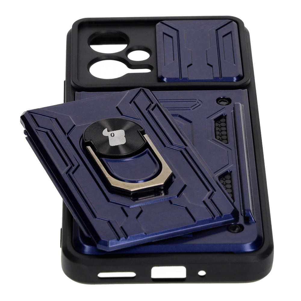 Schutzhülle Bizon Case Camshield Card Slot Ring für Xiaomi POCO X5, Dunkelblau