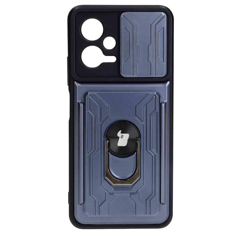 Schutzhülle Bizon Case Camshield Card Slot Ring für Xiaomi POCO X5, Grau