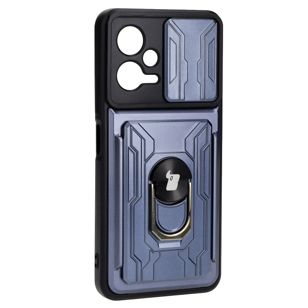 Schutzhülle Bizon Case Camshield Card Slot Ring für Xiaomi POCO X5, Grau
