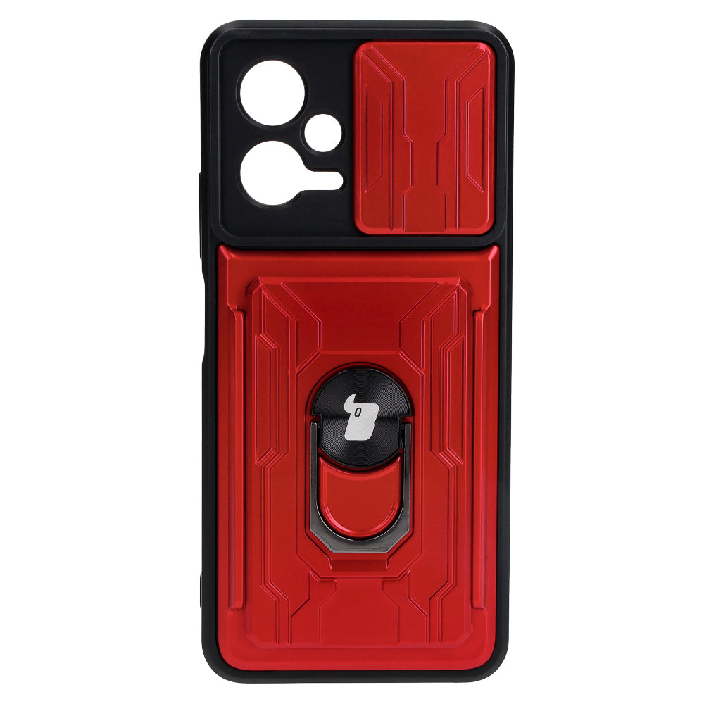 Schutzhülle Bizon Case Camshield Card Slot Ring für Xiaomi POCO X5, Rot