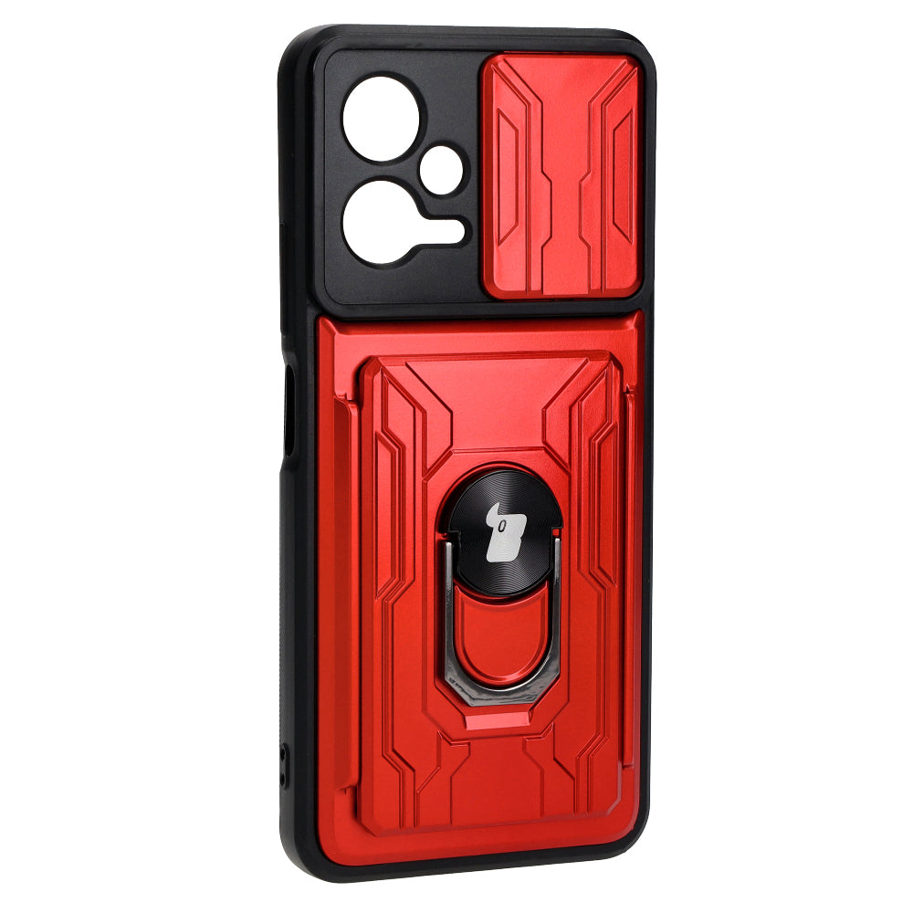 Schutzhülle Bizon Case Camshield Card Slot Ring für Xiaomi POCO X5, Rot