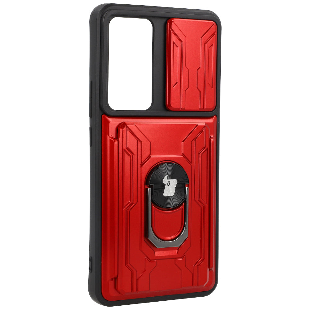 Schutzhülle Bizon Case Camshield Card Slot Ring für Xiaomi 12T, Rot