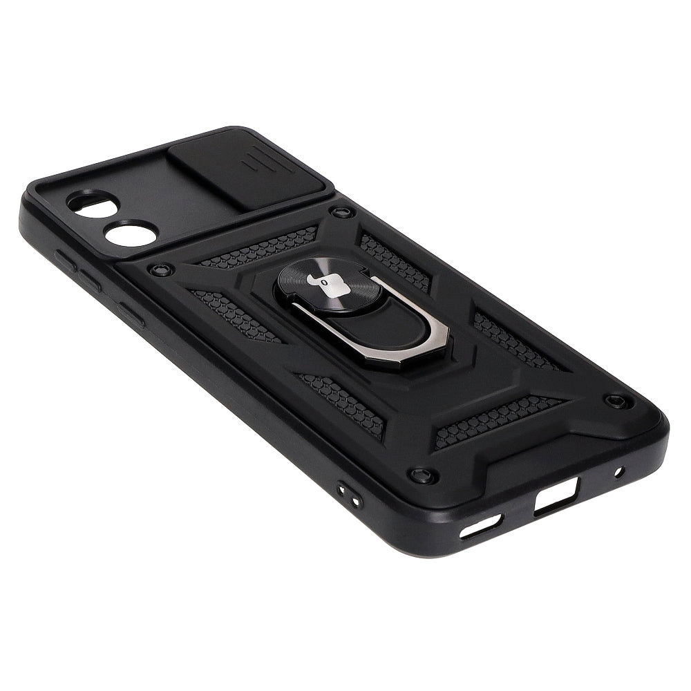 Schutzhülle Bizon Case CamShield Ring für Motorola Moto E13 5G, Schwarz