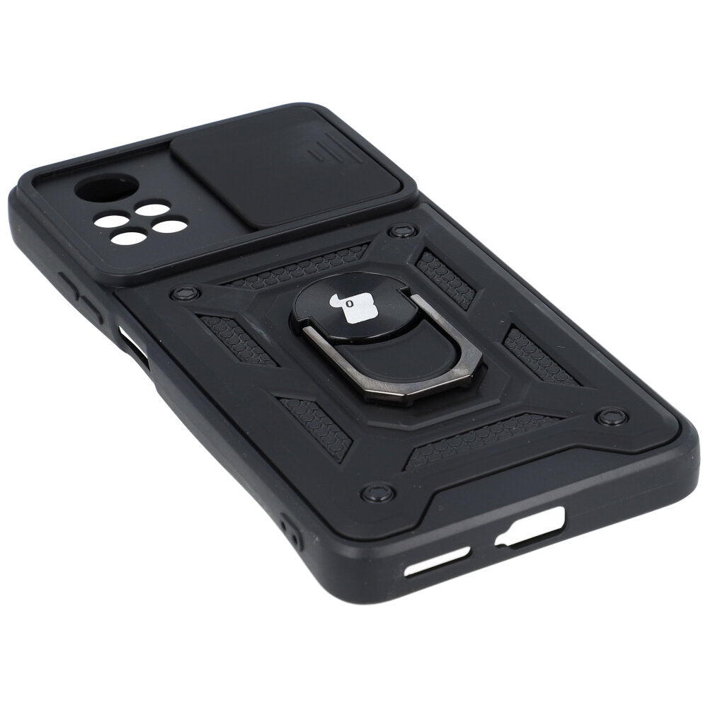 Schutzhülle Bizon Case CamShield Ring für Xiaomi Poco X4 Pro 5G, Schwarz