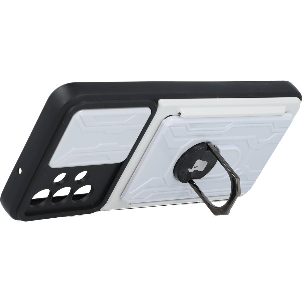 Schutzhülle Bizon Case CamShield Card Slot Ring für Galaxy A13 4G, Weiß