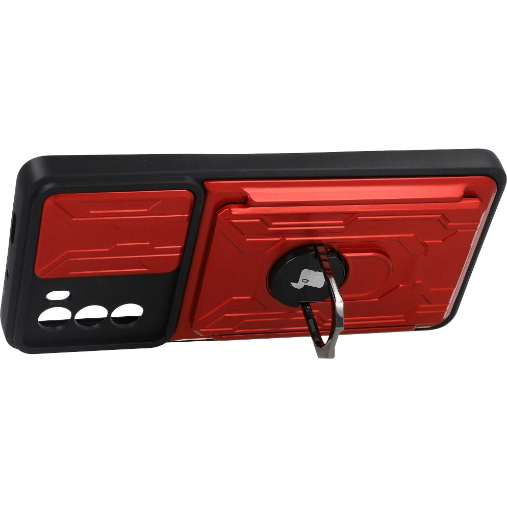 Schutzhülle Bizon Case CamShield Card Slot Ring Moto G62 5G, Rot