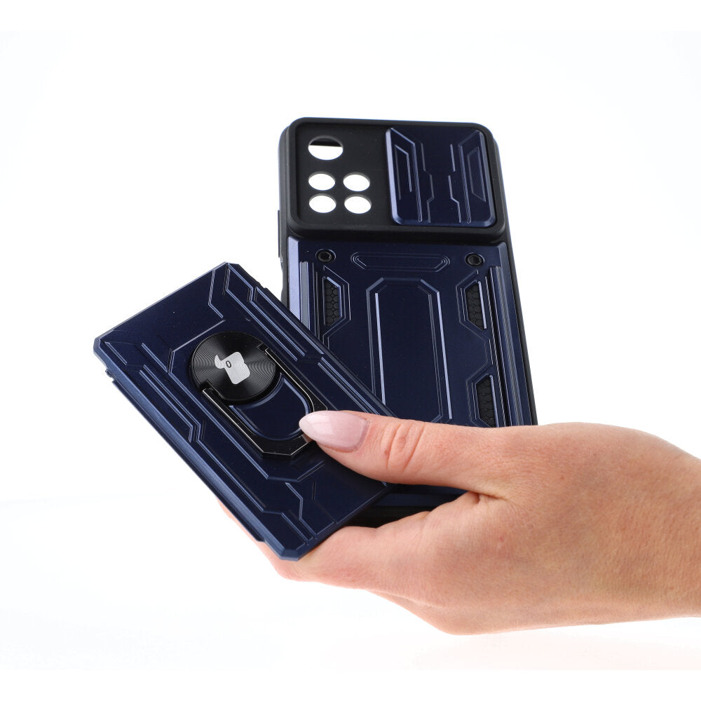 Schutzhülle Bizon Case CamShield Card Slot Ring für Xiaomi Redmi Note 11 Pro+ 5G, Dunkelblau
