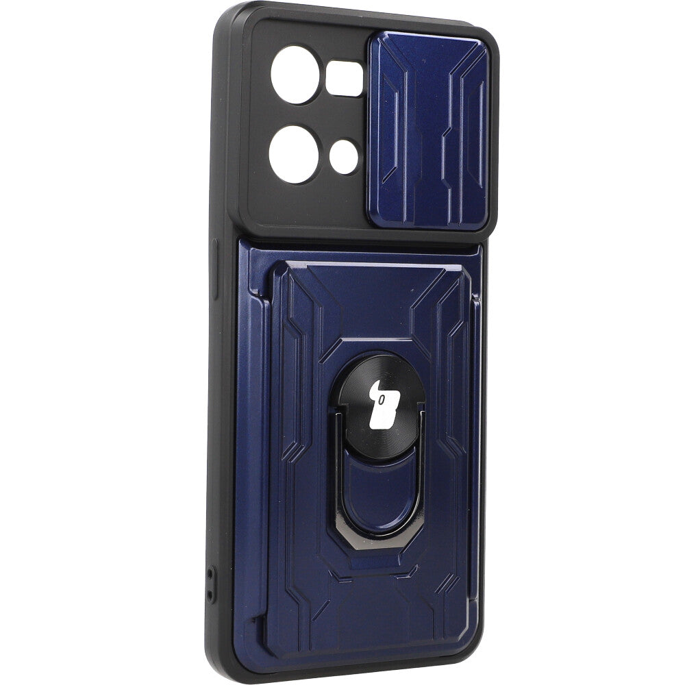 Schutzhülle Bizon Case CamShield Card Slot Ring Oppo Reno 7 4G, Dunkelblau