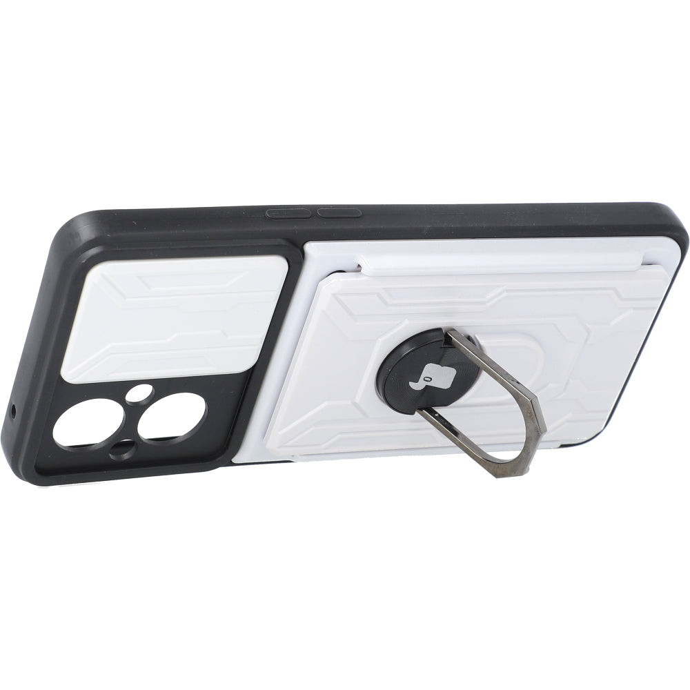 Schutzhülle Bizon Case CamShield Card Slot Ring für Oppo Reno 7 Lite 5G, Weiß