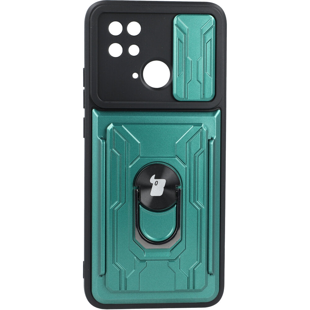 Schutzhülle Bizon Case CamShield Card Slot Ring für Xiaomi Redmi 10C, Grün
