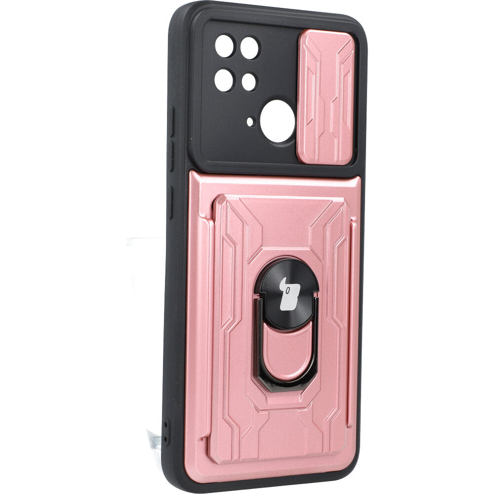 Schutzhülle Bizon Case CamShield Card Slot Ring für Xiaomi Redmi 10C, Rosa