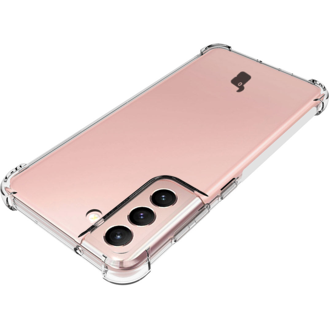 Schutzhülle + 2x Glas + Kameraschutz Bizon Case Clear Pack für Galaxy S21 FE, Transparent