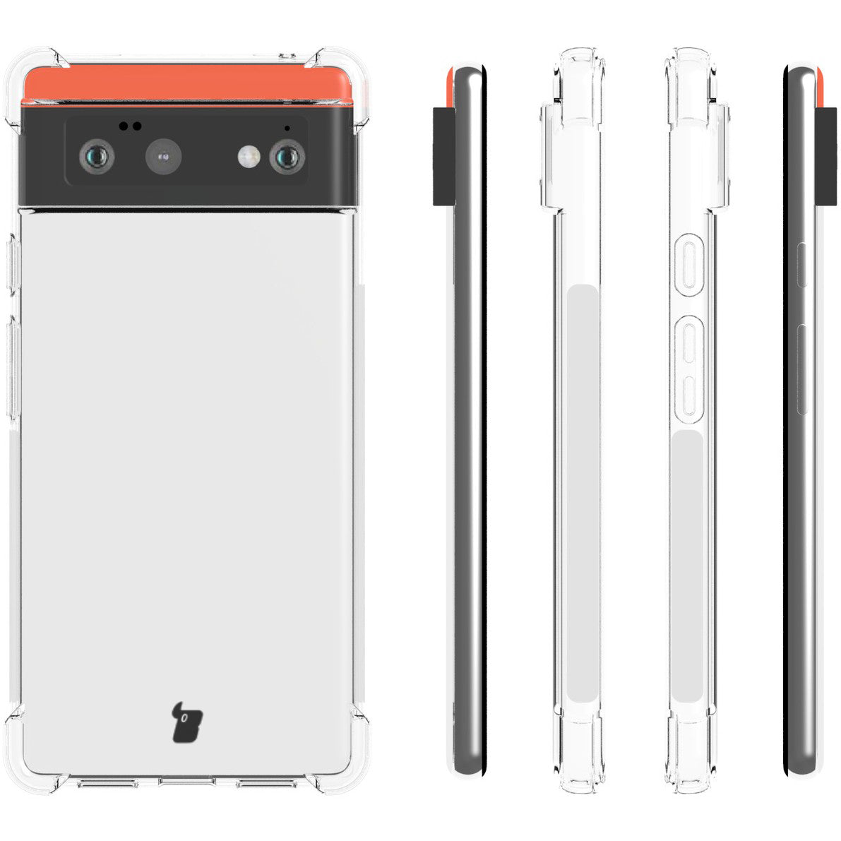 Schutzhülle + 2x Glas + Kameraschutz Bizon Case Clear Pack für Google Pixel 6, Transparent