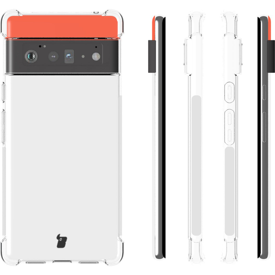 Schutzhülle + 2x Folie + Kameraschutz Bizon Case Clear Pack für Google Pixel 6 Pro, Transparent