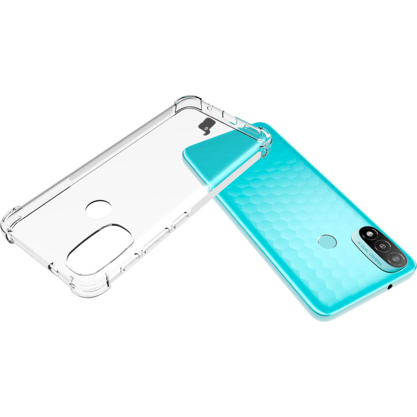 Schutzhülle + 2x Glas + Kameraschutz Bizon Case Clear Pack Moto E20, Transparent