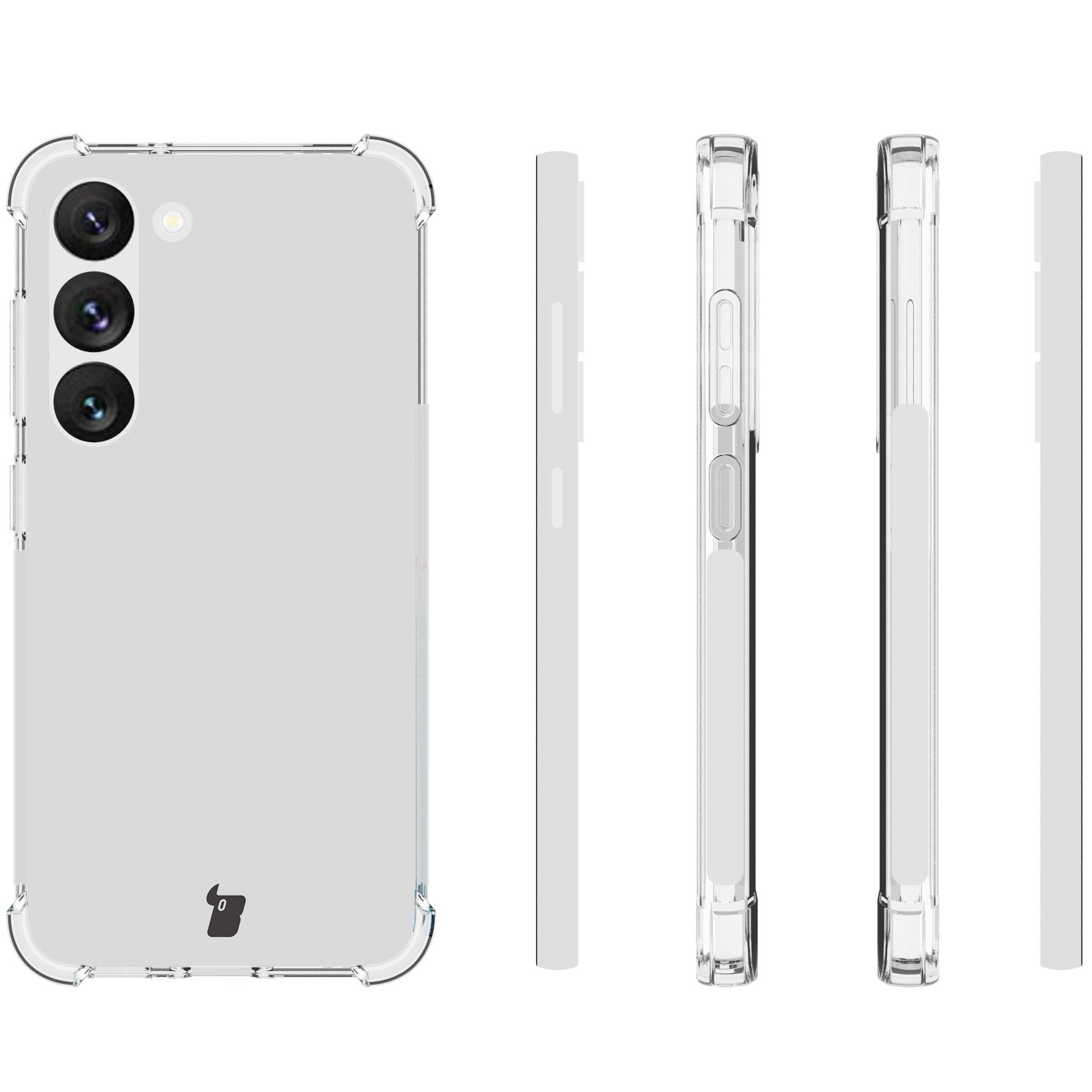 Schutzhülle + 2x Glas + Kameraschutz Bizon Case Clear Pack für Galaxy S23, Transparent