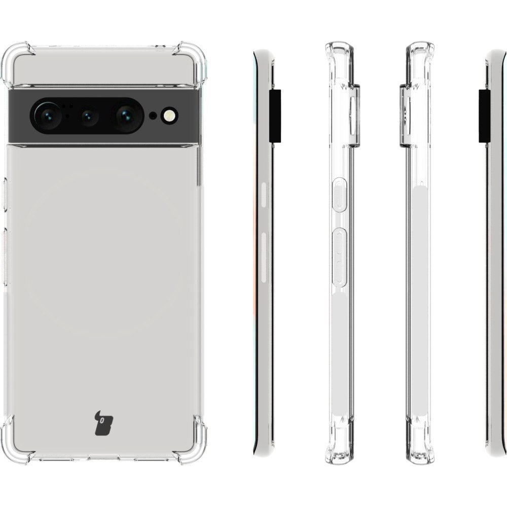 Schutzhülle + 2x Folie Bizon Case Clear Pack für Google Pixel 7 Pro, Transparent