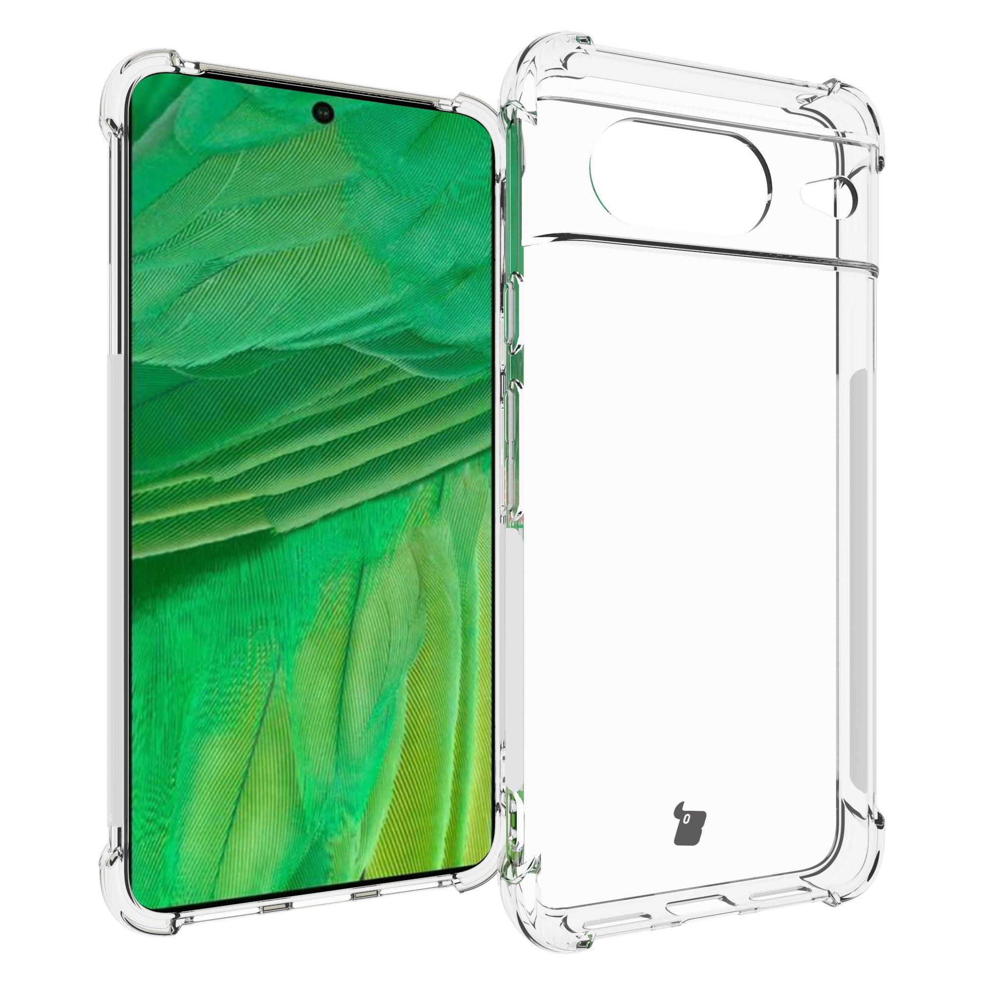 Schutzhülle + 2x Glas Bizon Case Clear Pack für Google Pixel 8, Transparent
