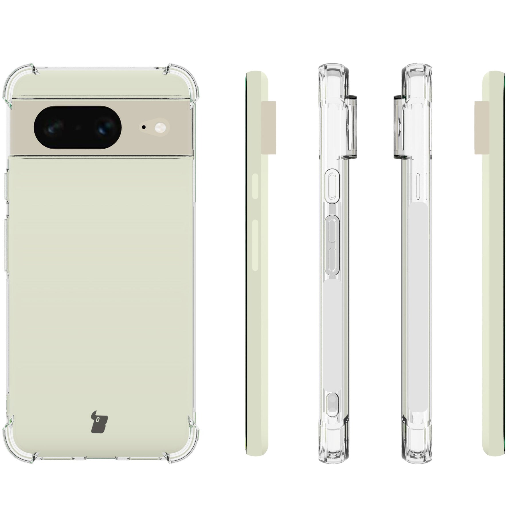 Schutzhülle + 2x Glas Bizon Case Clear Pack für Google Pixel 8, Transparent