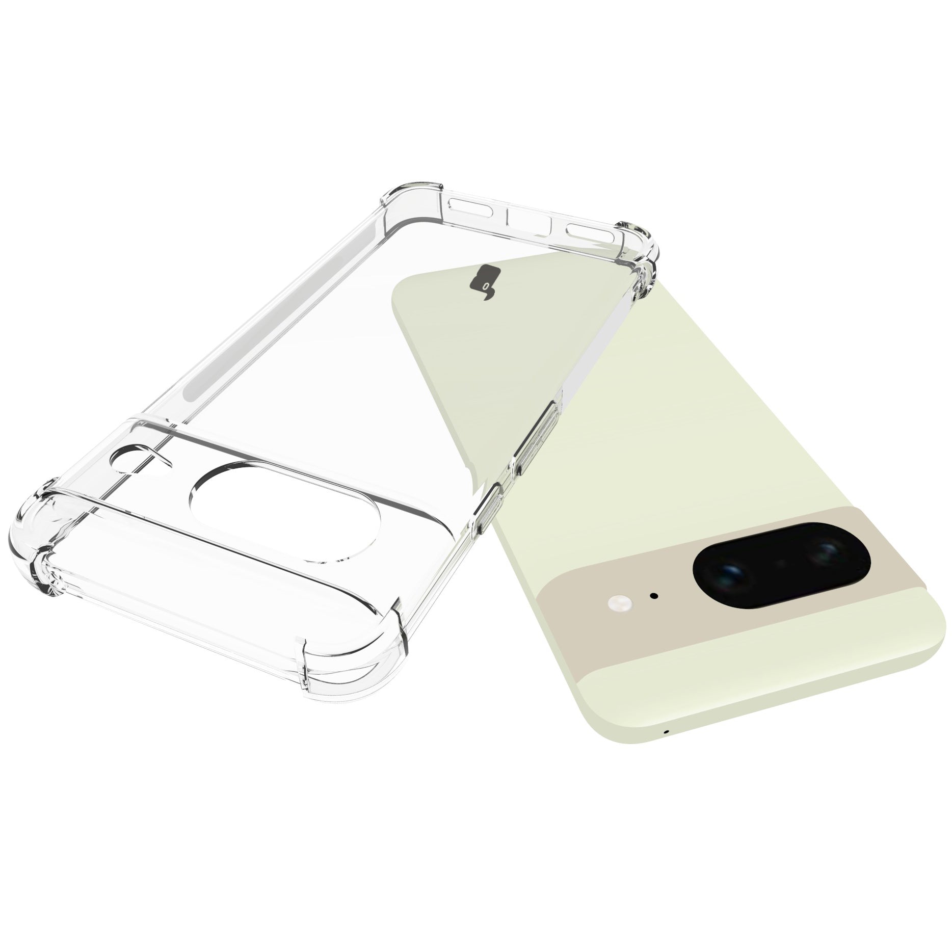 Schutzhülle + 2x Glas Bizon Case Clear Pack für Google Pixel 8, Transparent