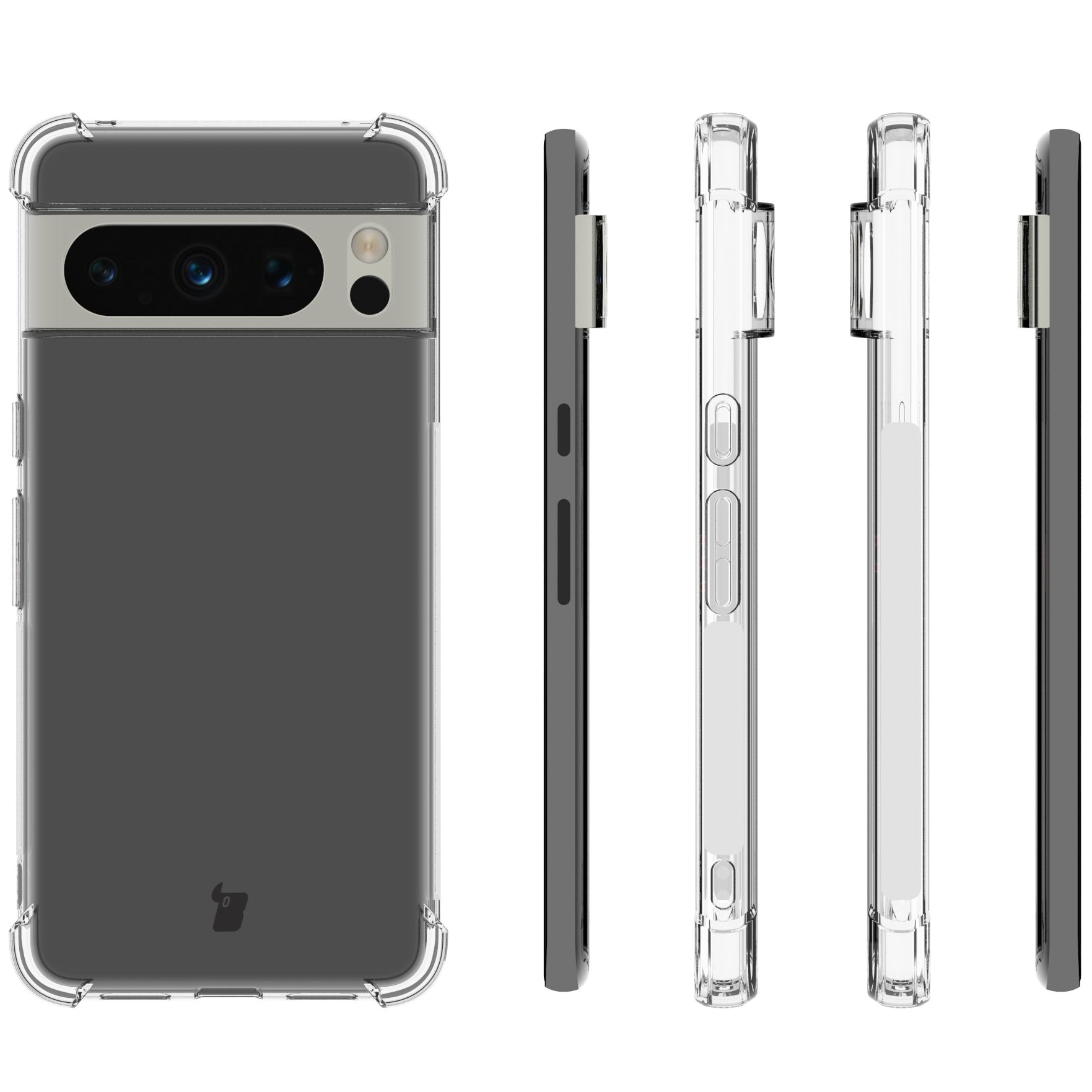 Schutzhülle + 2x Glas Bizon Case Clear Pack für Google Pixel 8 Pro, Transparent