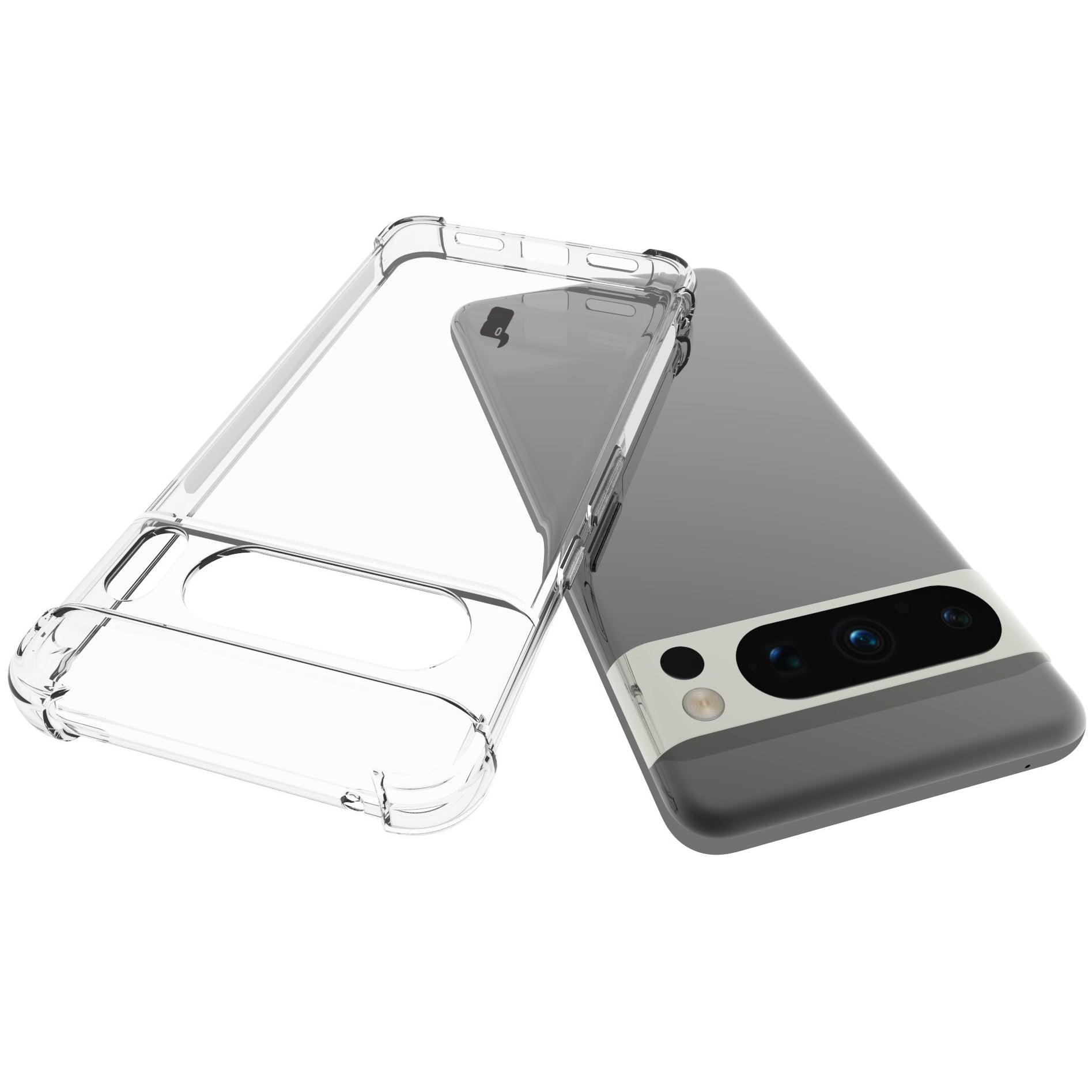 Schutzhülle + 2x Glas Bizon Case Clear Pack für Google Pixel 8 Pro, Transparent