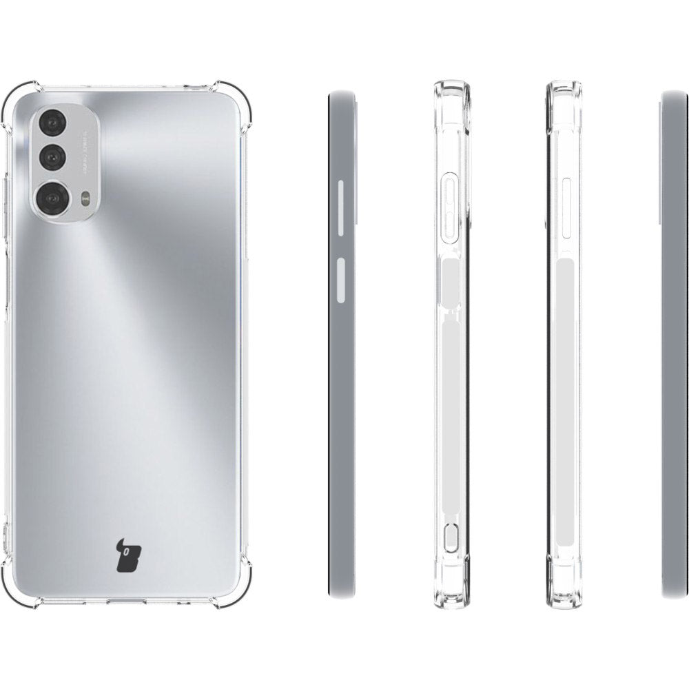 Schutzhülle + 2x Glas + Kameraschutz Bizon Case Clear Pack für Motorola Moto E32/E32S, Transparent