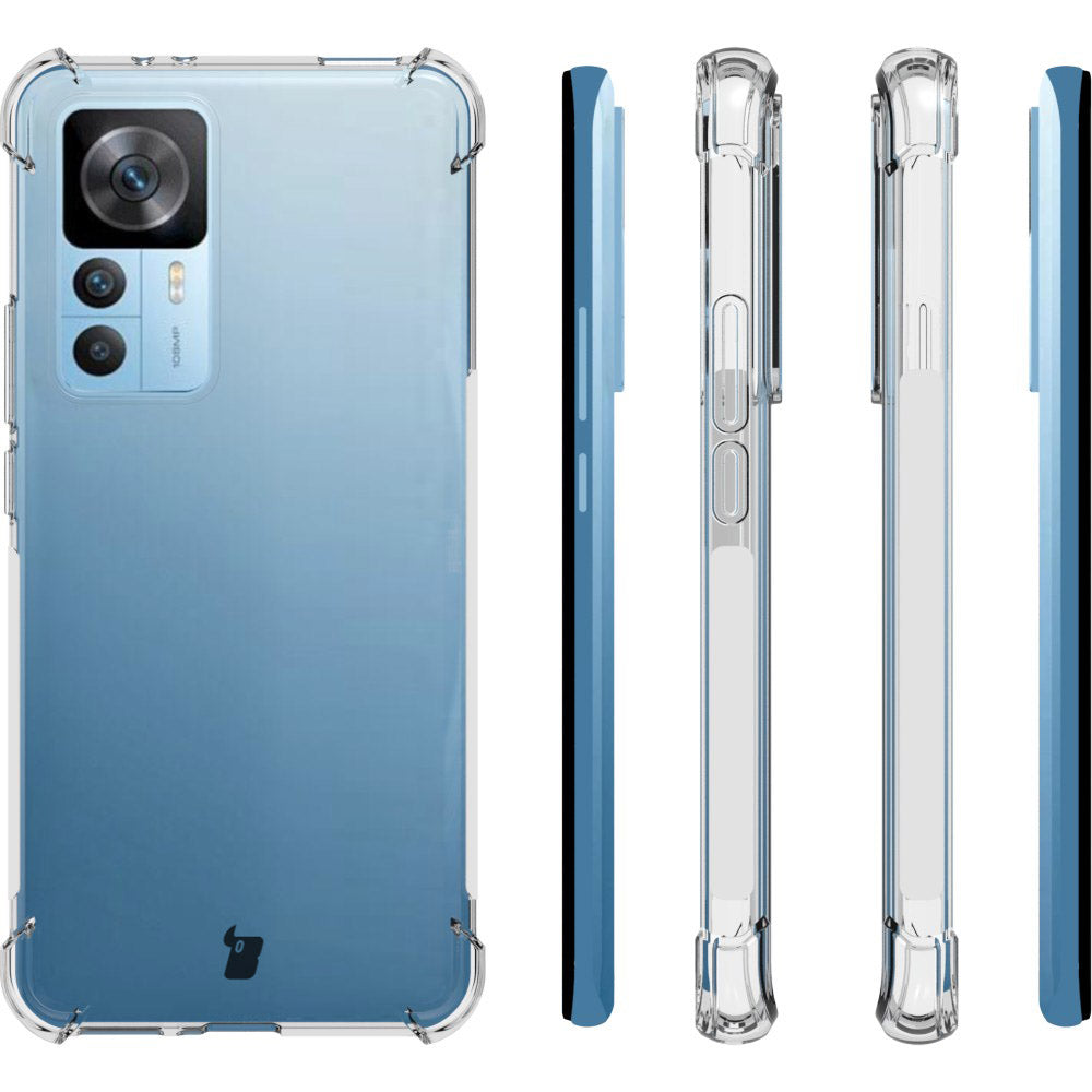 Schutzhülle + 2x Glas + Kameraschutz Bizon Case Clear Pack für Xiaomi 12T Pro, Transparent