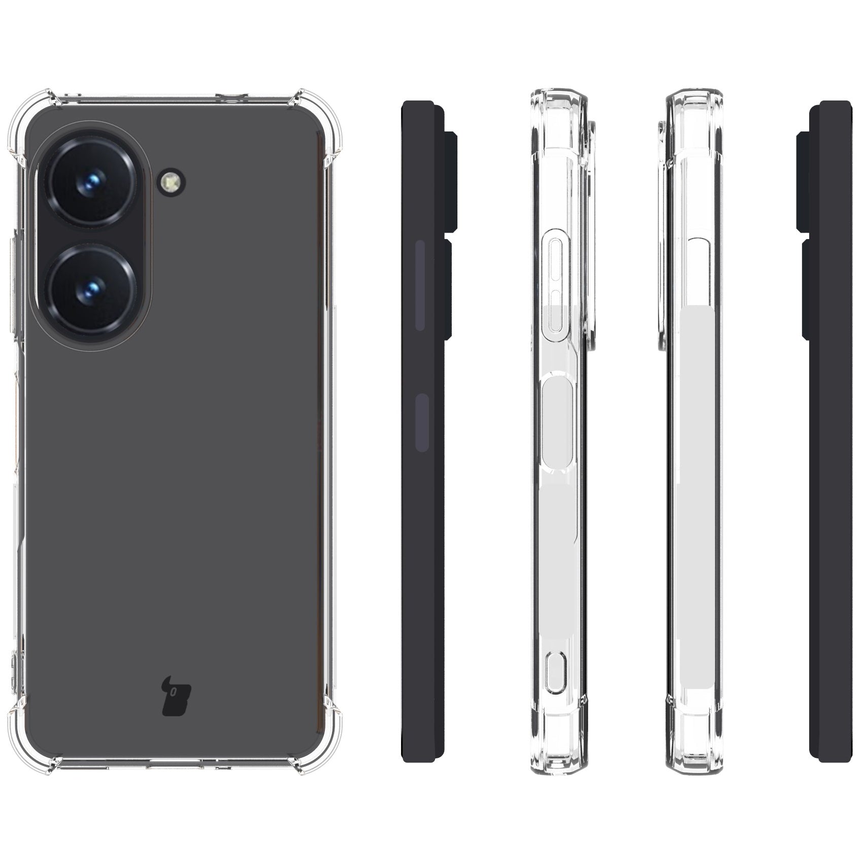 Schutzhülle + 2x Glas + Kameraschutz Bizon Case Clear Pack für Asus Zenfone 10, Transparent
