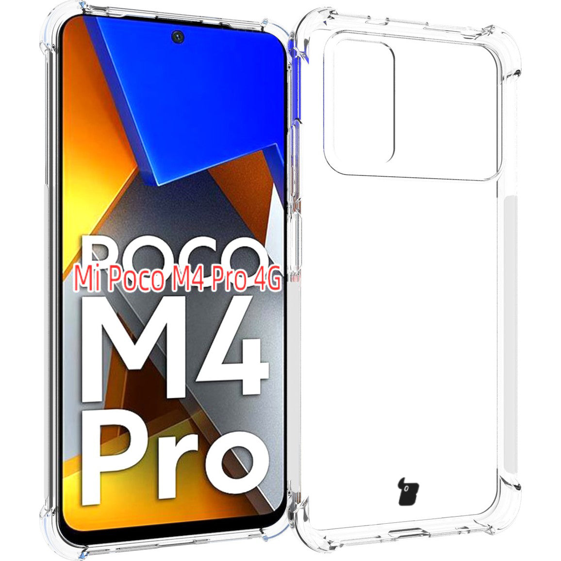 Schutzhülle + 2x Glas Bizon Case Clear Pack Xiaomi Poco M4 Pro 4G, Transparent