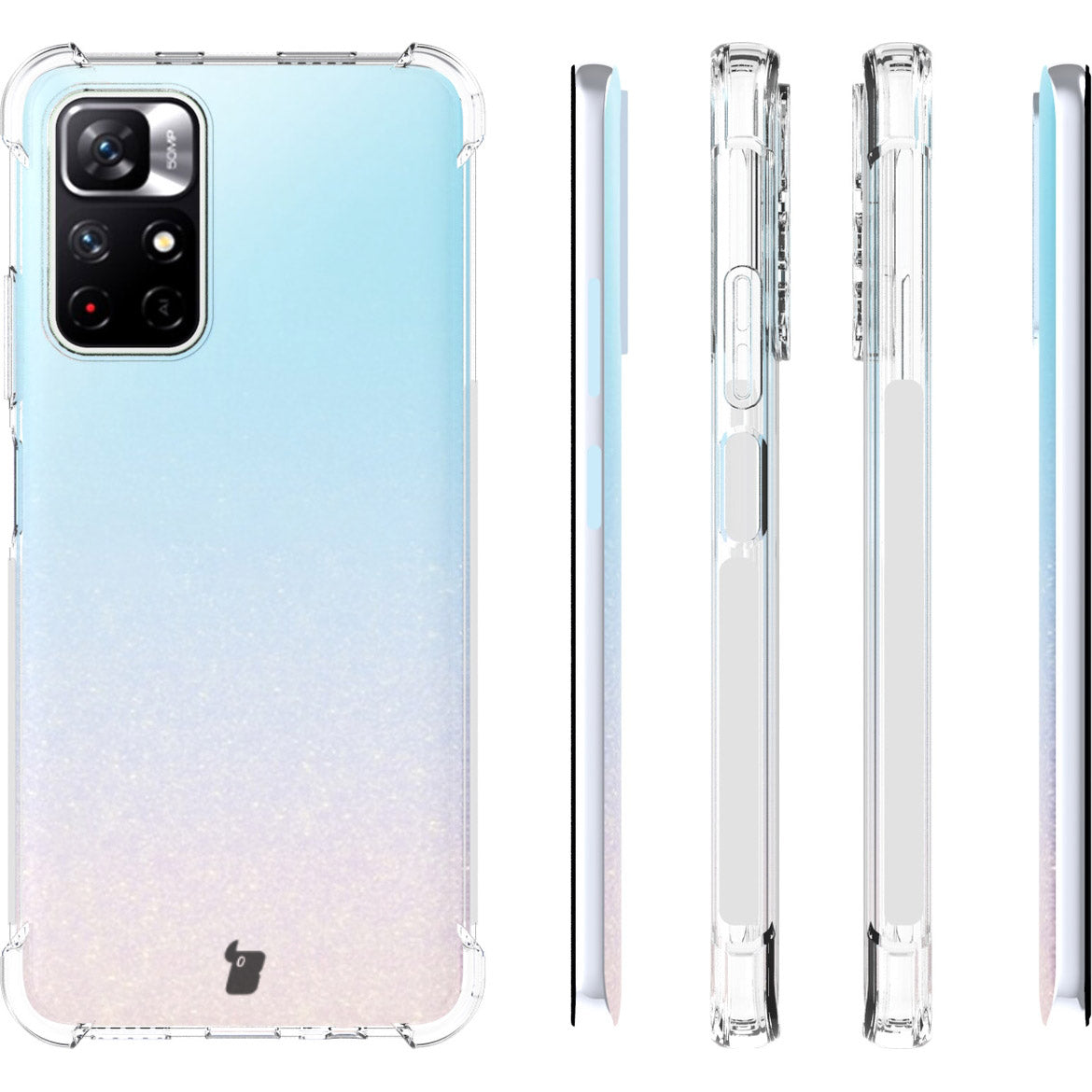 Schutzhülle + 2x Glas + Kameraschutz Bizon Case Clear Pack für Poco M4 Pro 5G / Redmi Note 11S 5G, Transparent