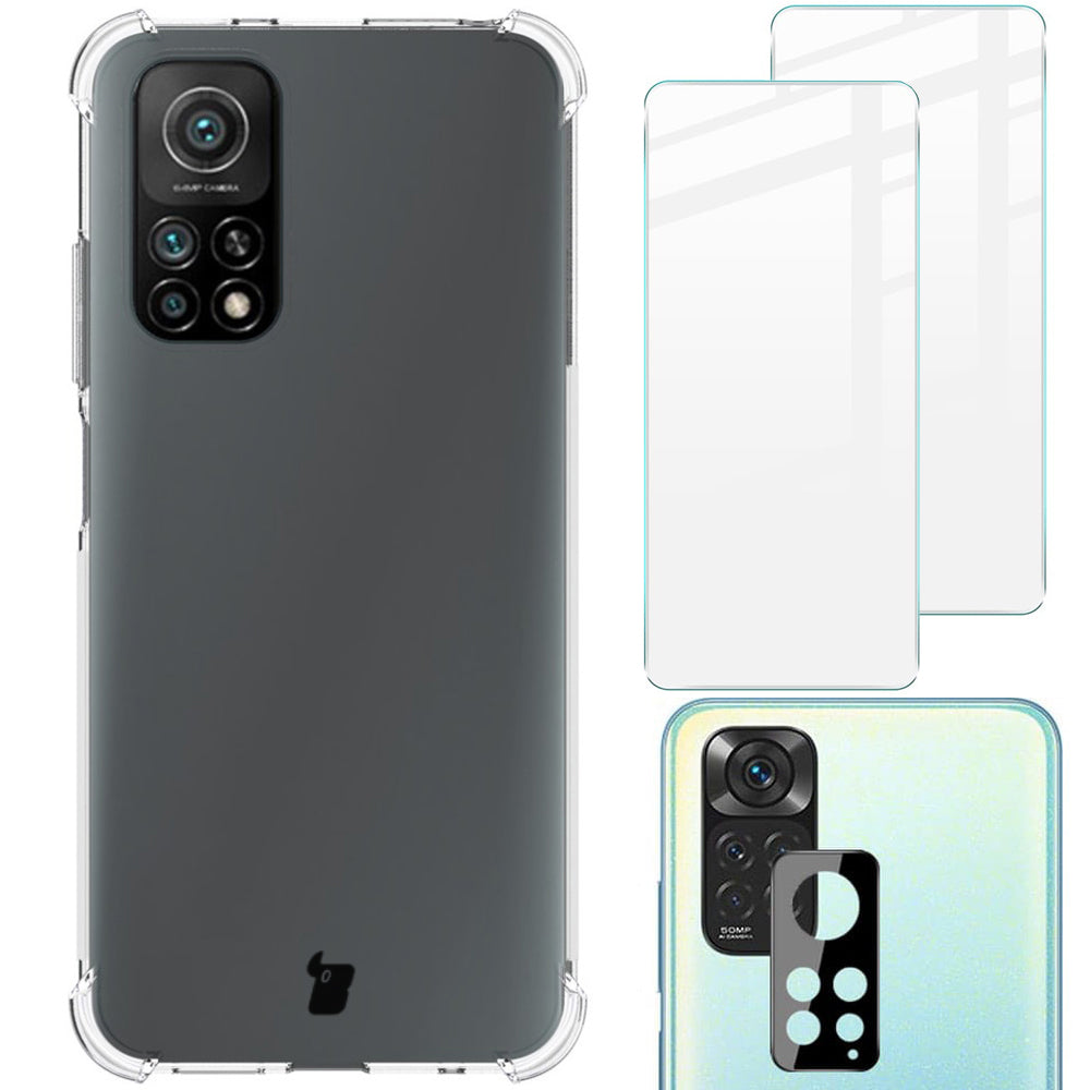 Schutzhülle + 2x Glas + Kameraschutz Bizon Case Clear Pack für Xiaomi Redmi Note 11, Transparent