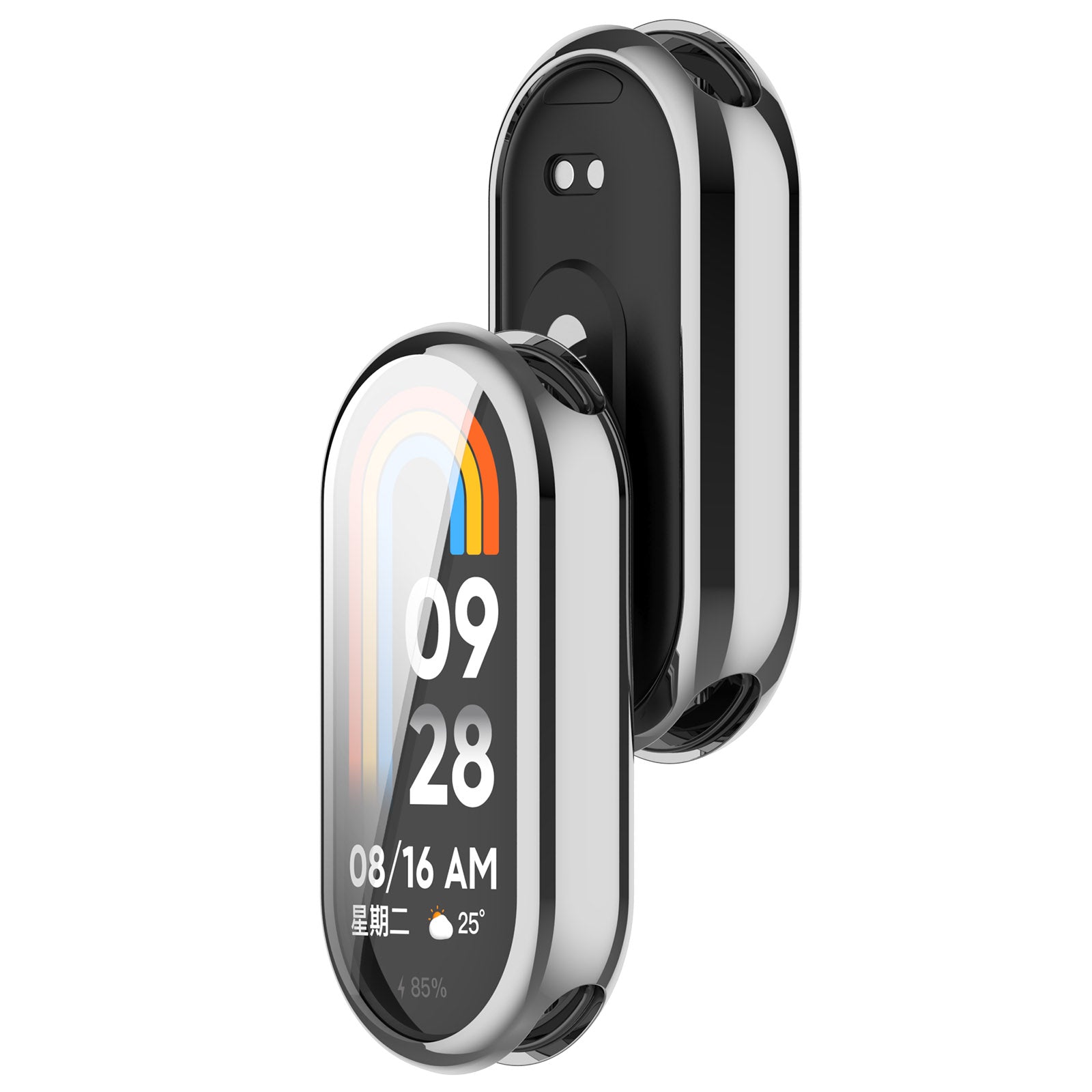 Schutzhülle Bizon Case Watch Felipe für Xiaomi Mi Smart Band 8, Silbern