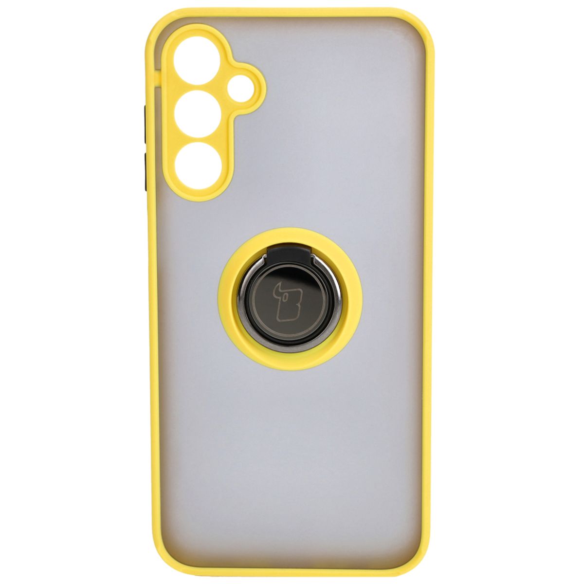Handyhülle mit Fingergriff für Galaxy A15 5G/4G, Bizon Case Hybrid Ring, getönt mit gelbem Rahmen