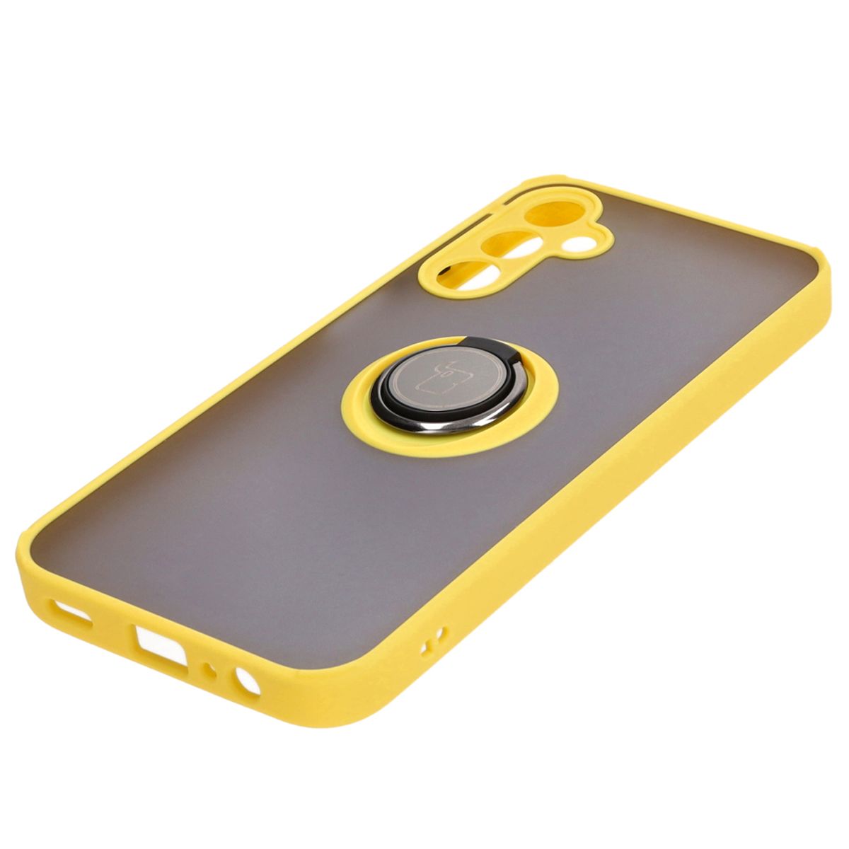 Handyhülle mit Fingergriff für Galaxy A15 5G/4G, Bizon Case Hybrid Ring, getönt mit gelbem Rahmen
