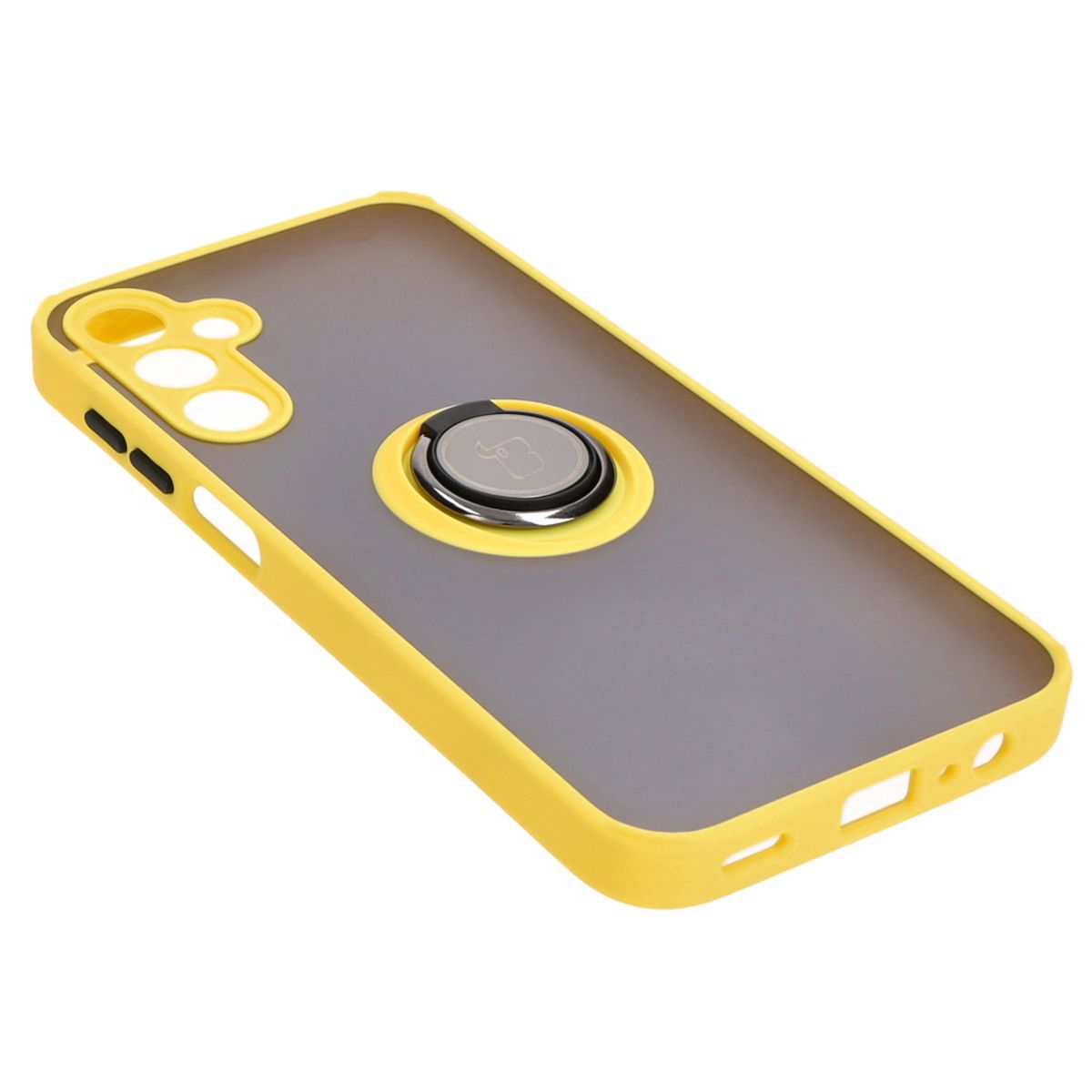 Handyhülle mit Fingergriff für Galaxy A15 5G/4G, Bizon Case Hybrid Ring, getönt mit gelbem Rahmen