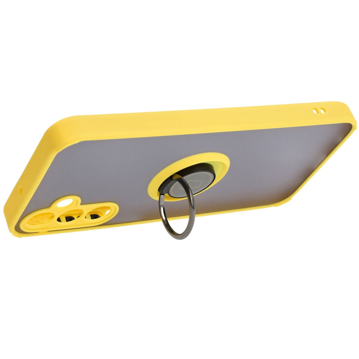 Handyhülle mit Fingergriff für Galaxy A15 5G/4G, Bizon Case Hybrid Ring, getönt mit gelbem Rahmen